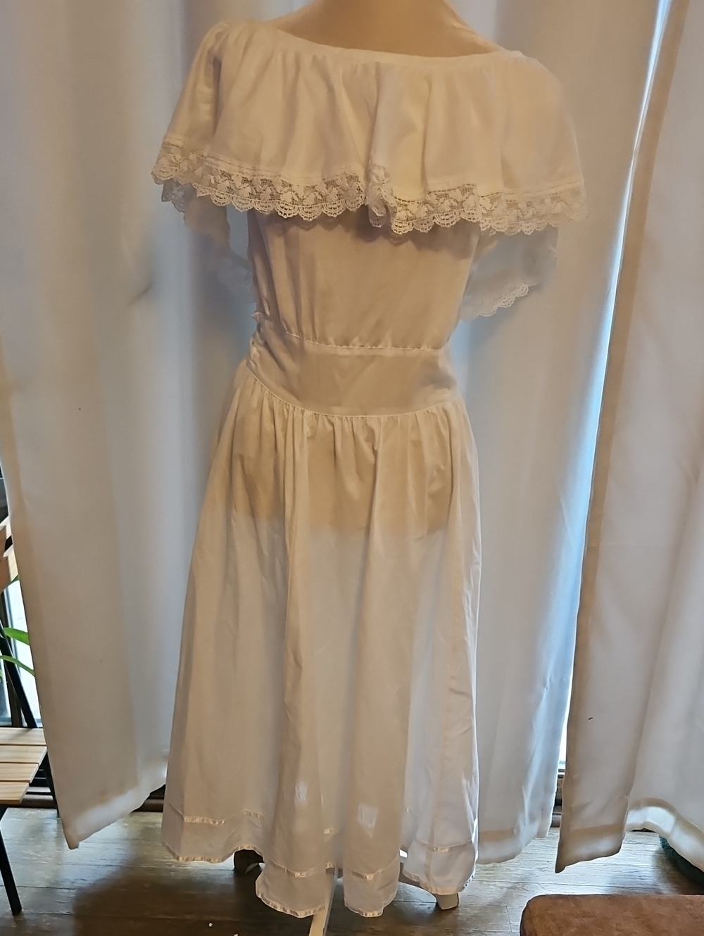 Gunne Sax White Label White Midi Dress 9